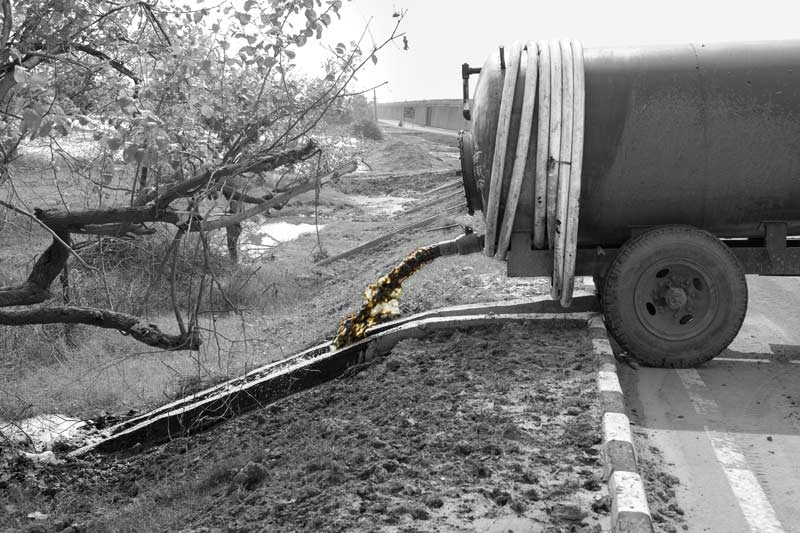 Raw sewage from septic tank applied to a orchard of ber (<em>Ziziphus mauritiana</em>) trees in Hissar district, Haryana